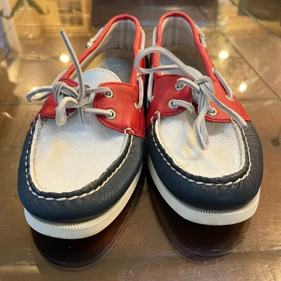 Womans sperry Topsider Red white and Blue Boat Shoes Sz 8.5 - Picture 1 of 6